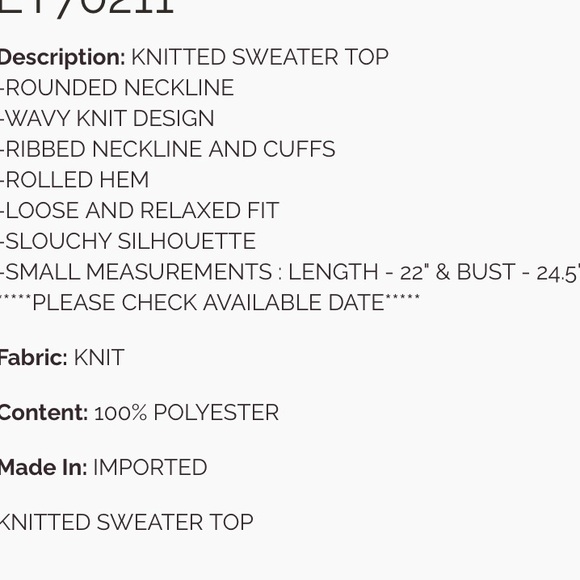 215 ❤️ EASEL KNITTED SWEATER TOP - Picture 4 of 4